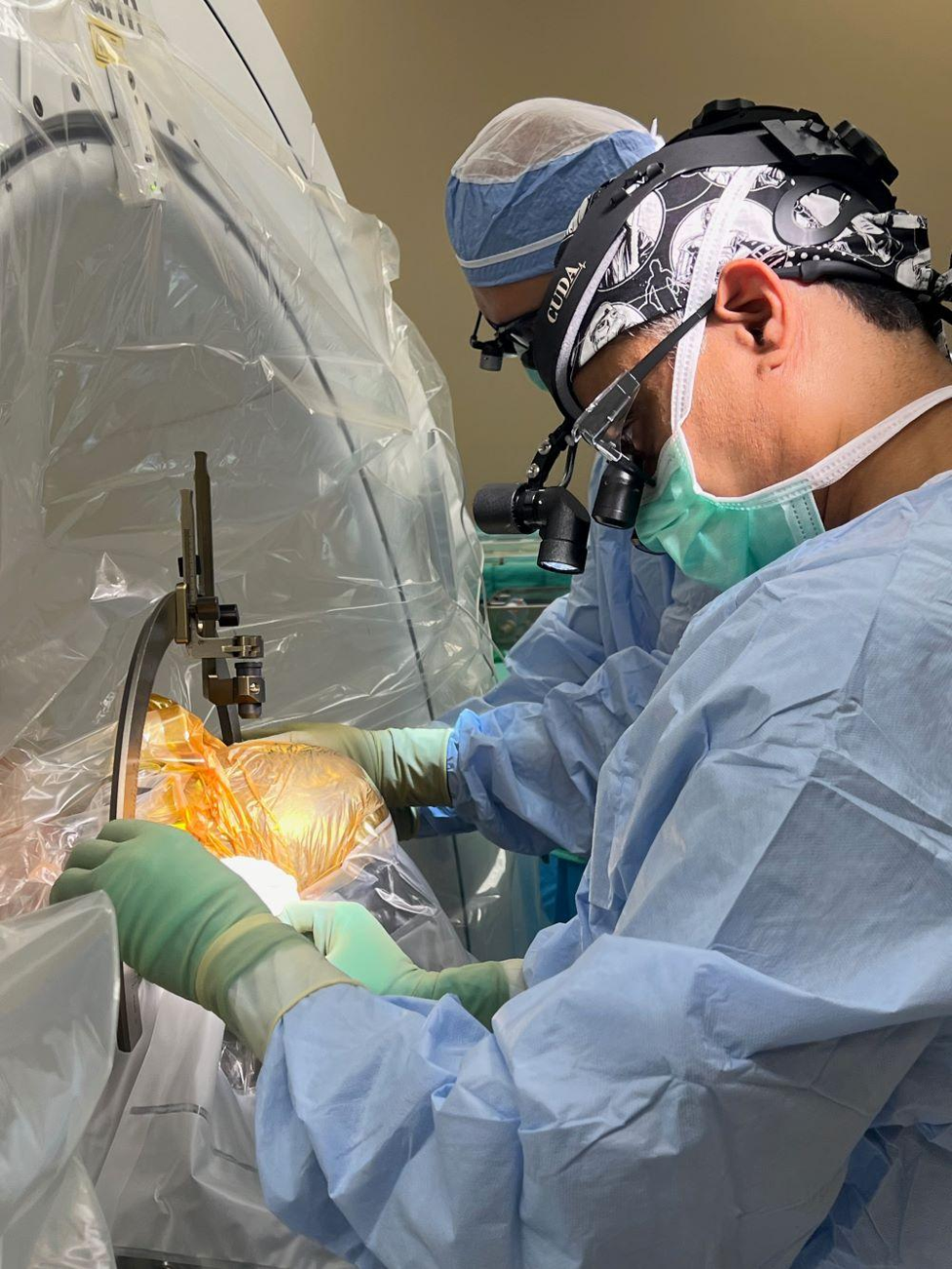 The procedure, part of a clinical trial, involves a single-use product injected in the hippocampus area of the brain. (Photo by UTHealth)